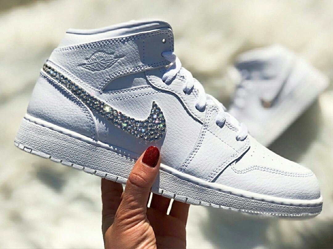 Mid Retro Jordan All White Swarovski Women's Nike Air Jordan Retro